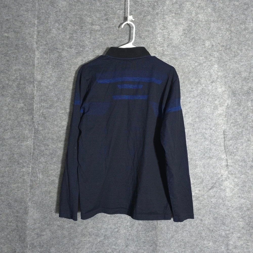 Hugo Boss Pullover Mens L Navy Blue Quarter Zip Slim Fit‎ Geometric Knit Sweater